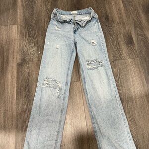 PacSun Blue Straight Leg Distressed Jeans